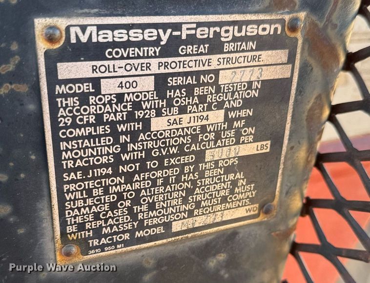 image for item GG9860 1990 Massey Ferguson 231  tractor
