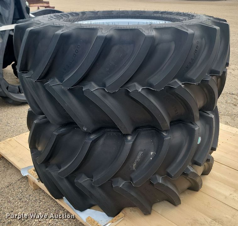 image for item JW9516 (2) Goodyear Optic Trac DT824 600/65R28 tires and wheels