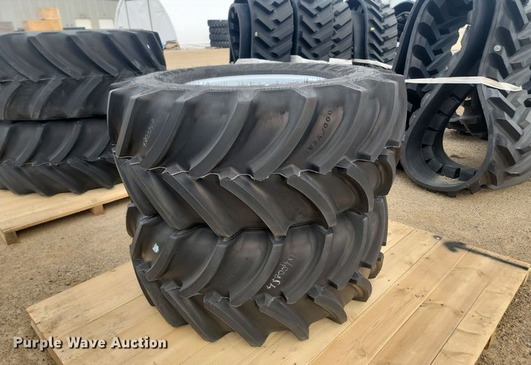 image for item JW9516 (2) Goodyear Optic Trac DT824 600/65R28 tires and wheels