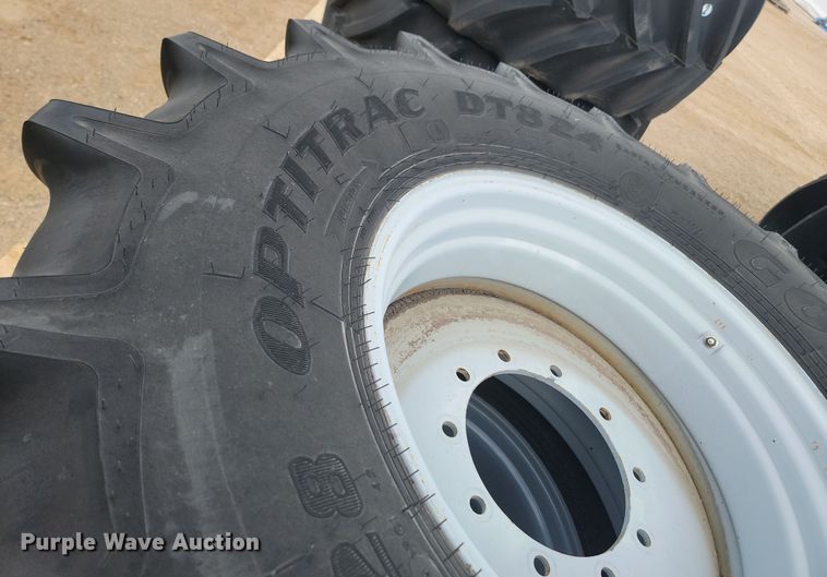 image for item JW9516 (2) Goodyear Optic Trac DT824 600/65R28 tires and wheels