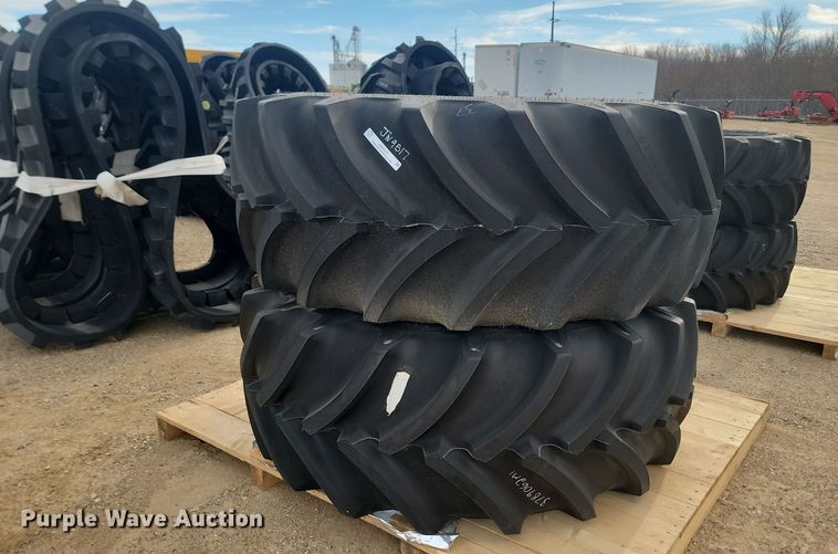 image for item JW9517 (2) Goodyear Optictrac DT824 710/70R38 tires and wheels