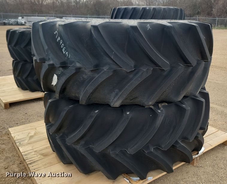 image for item JW9517 (2) Goodyear Optictrac DT824 710/70R38 tires and wheels