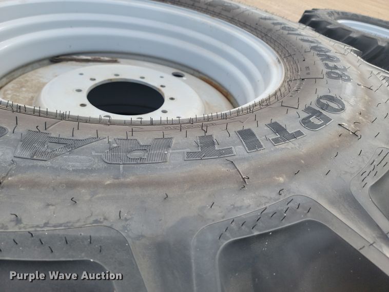 image for item JW9517 (2) Goodyear Optictrac DT824 710/70R38 tires and wheels