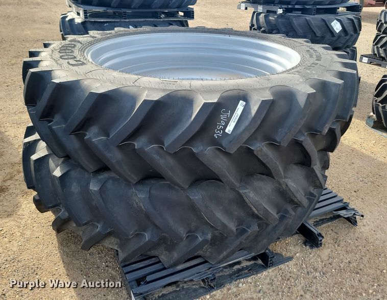 image for item JW9536 (2) Goodyear Super Traction Radial 480/80R50 tires and wheels