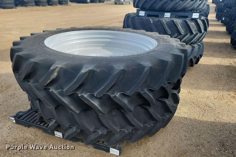 image for item JW9536 (2) Goodyear Super Traction Radial 480/80R50 tires and wheels