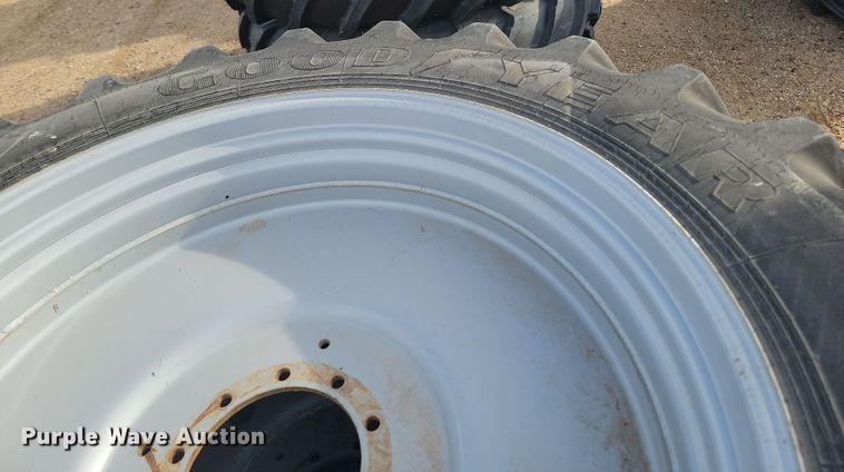 image for item JW9536 (2) Goodyear Super Traction Radial 480/80R50 tires and wheels