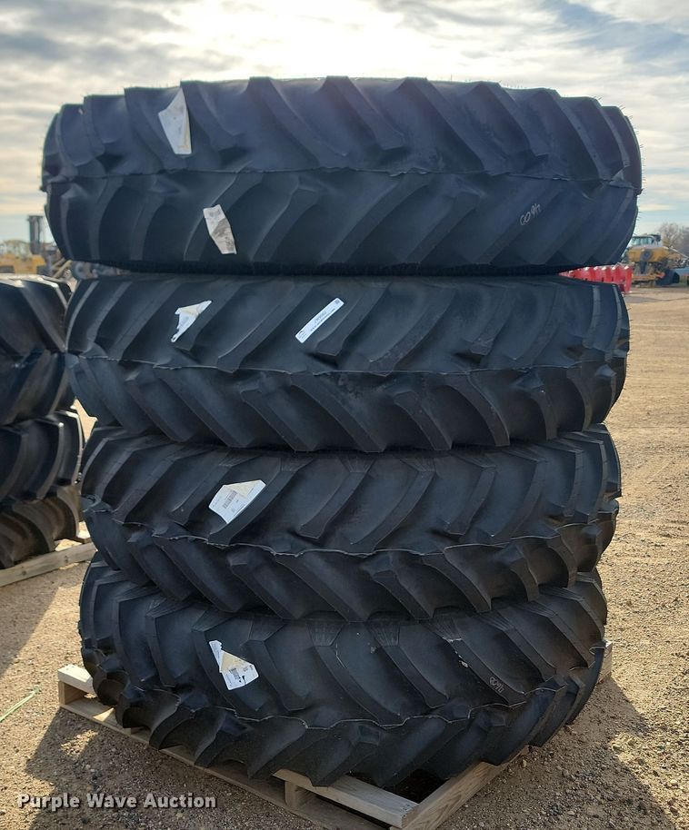 image for item JW9562 (4) Titan Hi-Traction Lug Radial 480/80R42 tires and wheels