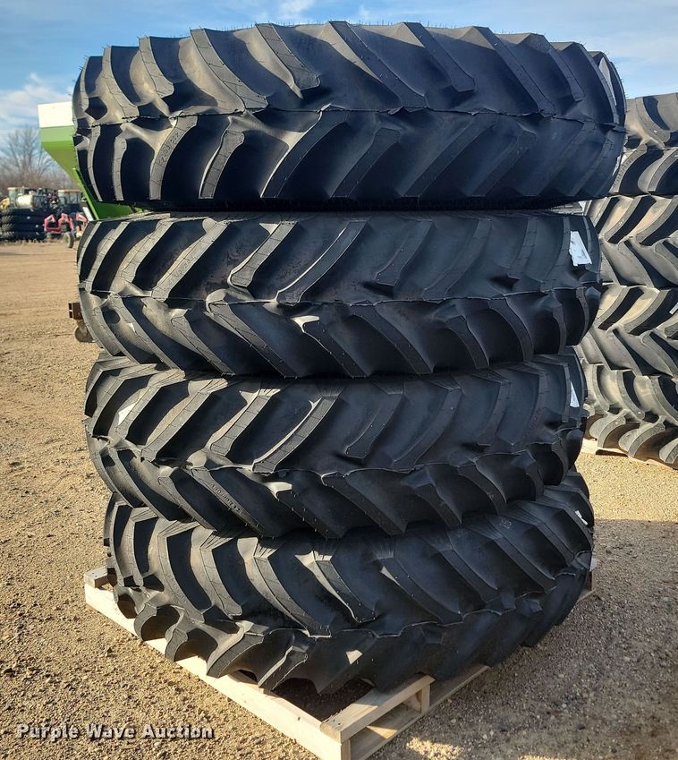 image for item JW9562 (4) Titan Hi-Traction Lug Radial 480/80R42 tires and wheels