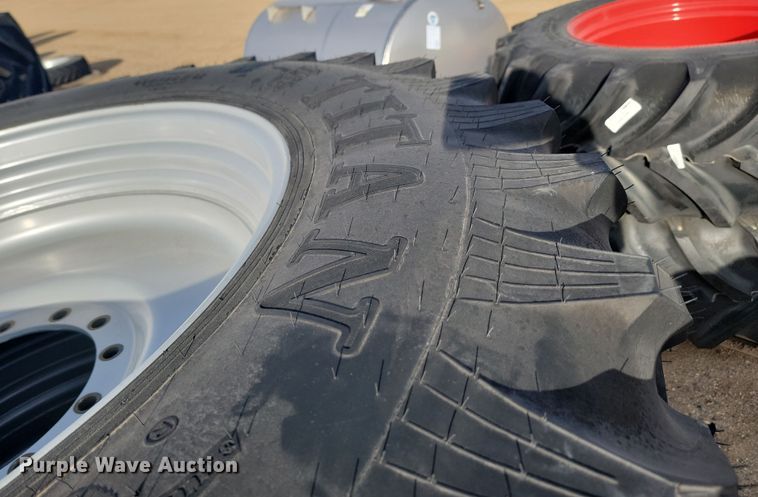 image for item JW9562 (4) Titan Hi-Traction Lug Radial 480/80R42 tires and wheels