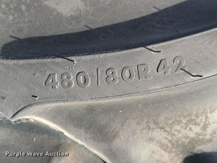 image for item JW9562 (4) Titan Hi-Traction Lug Radial 480/80R42 tires and wheels