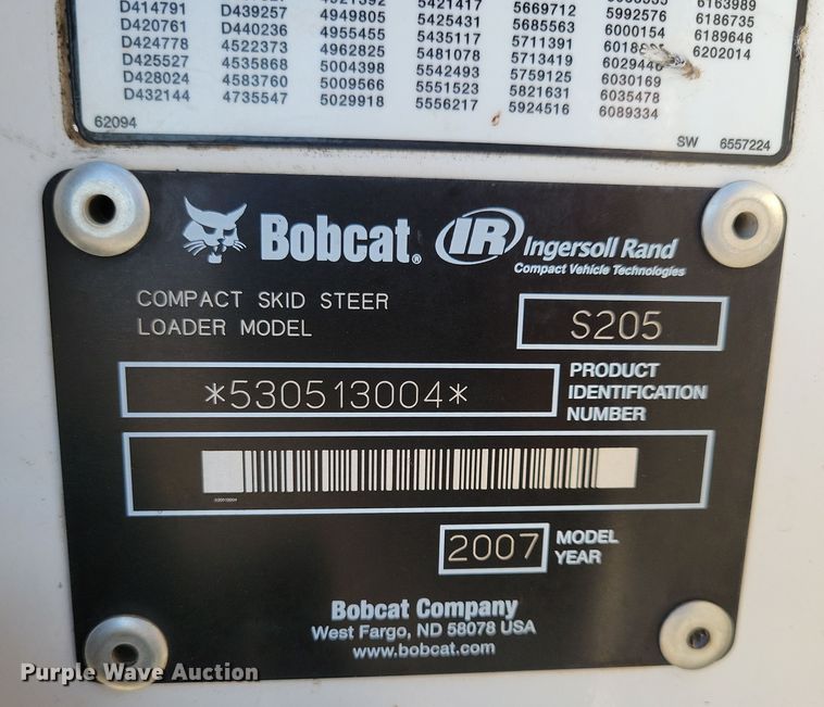 image for item LC9355 2007 Bobcat S205  skid steer loader
