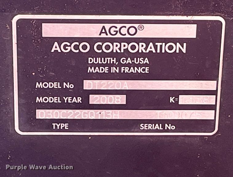 image for item LD9827 2008 AGCO DT220A  MFWD tractor