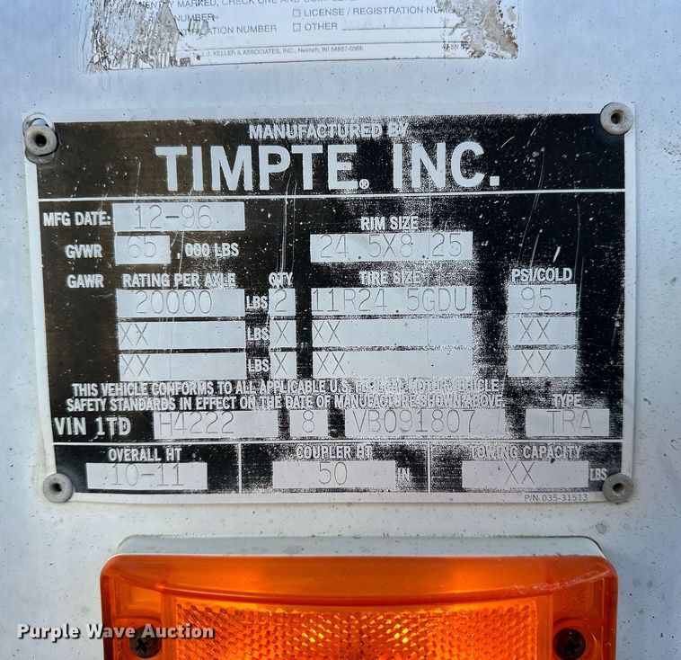 image for item NS9032 1997 Timpte  grain trailer