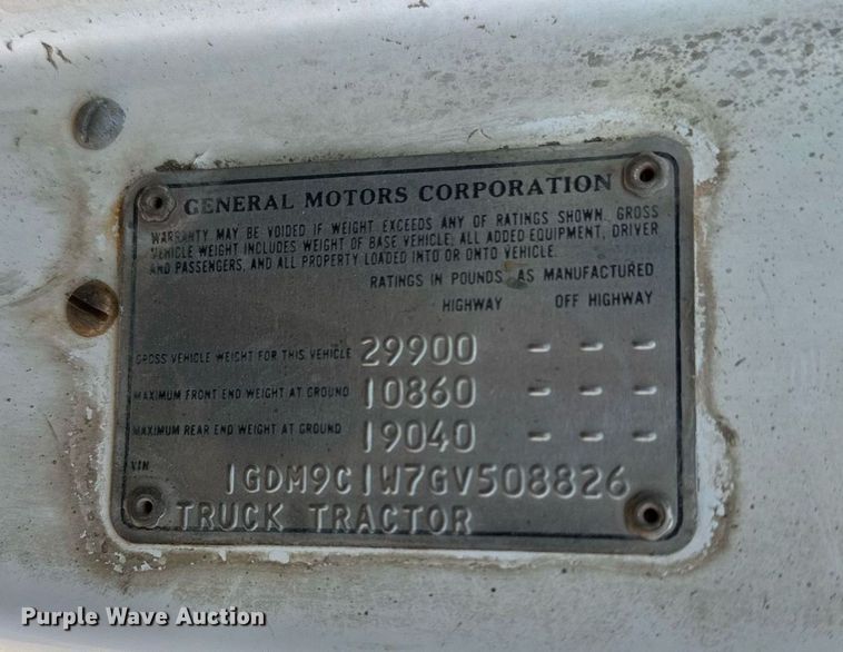 image for item NS9034 1986 GMC Brigadier  feed delivery truck