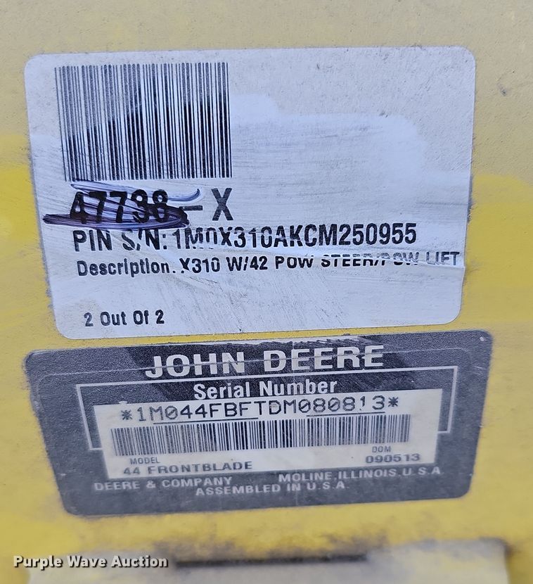 image for item OL9382 John Deere 44" W blade