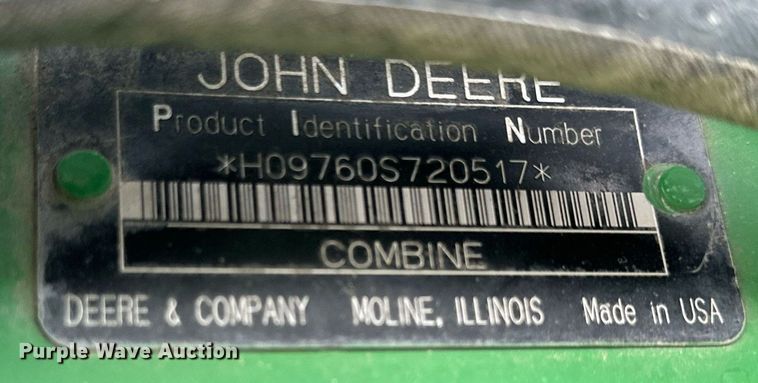 image for item NP9568 2007 John Deere 9760STS  combine