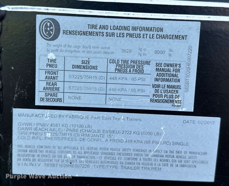 image for item NP9581 2017 East Texas USA  fuel trailer