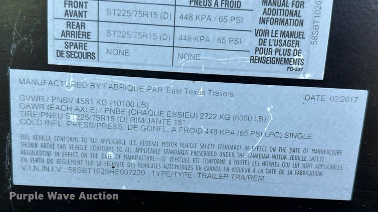 image for item NP9581 2017 East Texas USA  fuel trailer