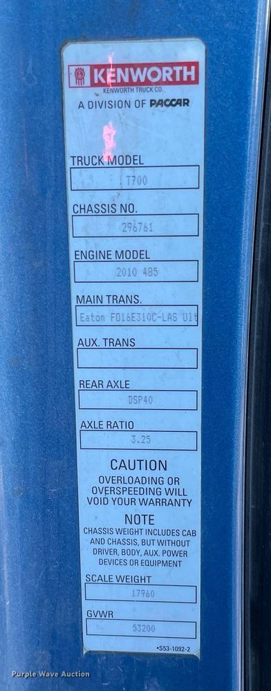 image for item DI5178 2012 Kenworth T700  semi truck