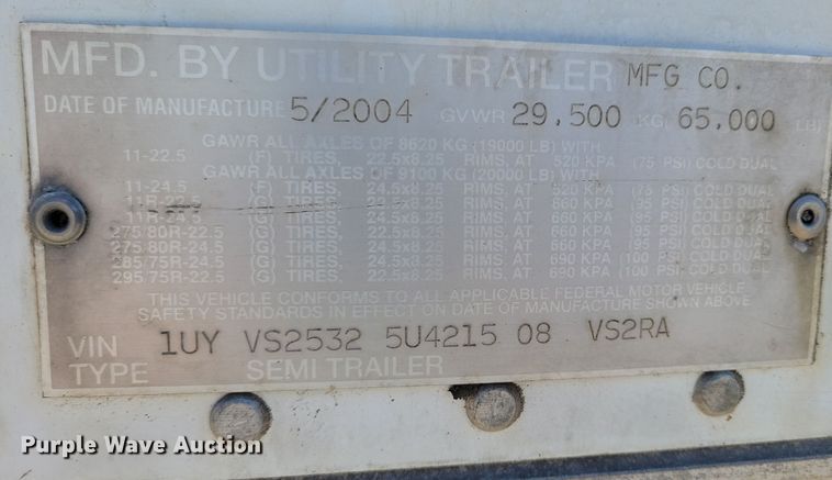 image for item DL7754 2005 Utility 3000R  refrigerated van trailer