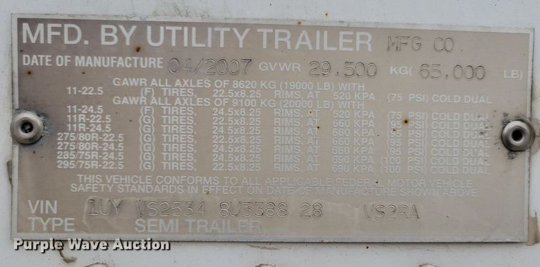 image for item DN4225 2008 Utility 3000R  refrigerated van trailer