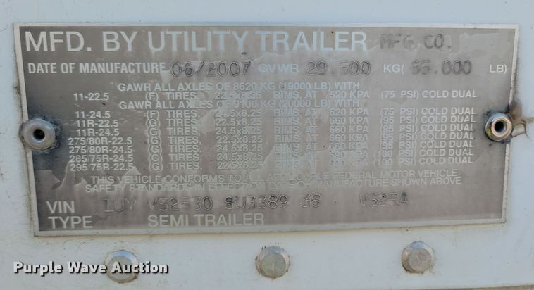 image for item DN4240 2008 Utility 3000R  refrigerated van trailer