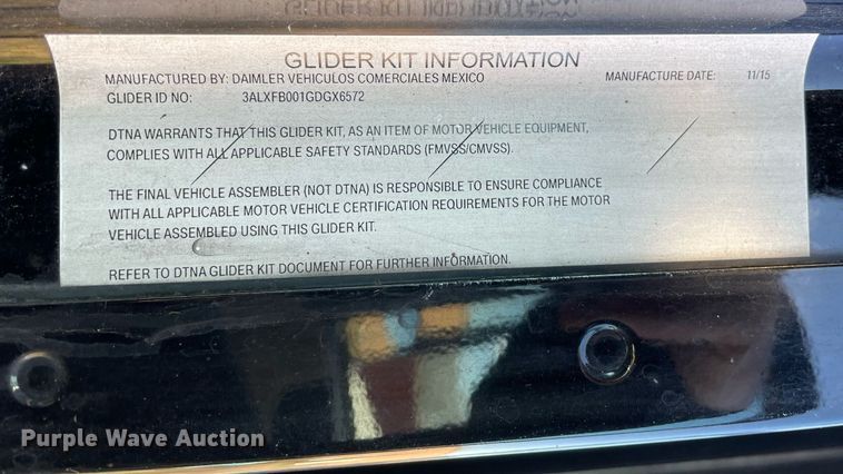 image for item DP0233 2016 Freightliner Coronado  glider kit semi truck