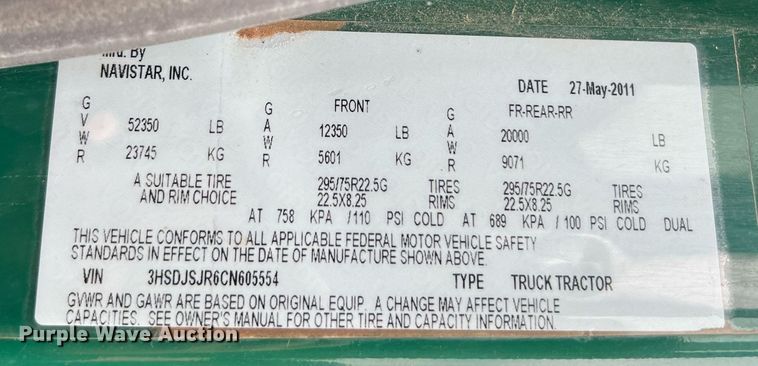 image for item DQ2302 2012 International ProStar 122  semi truck