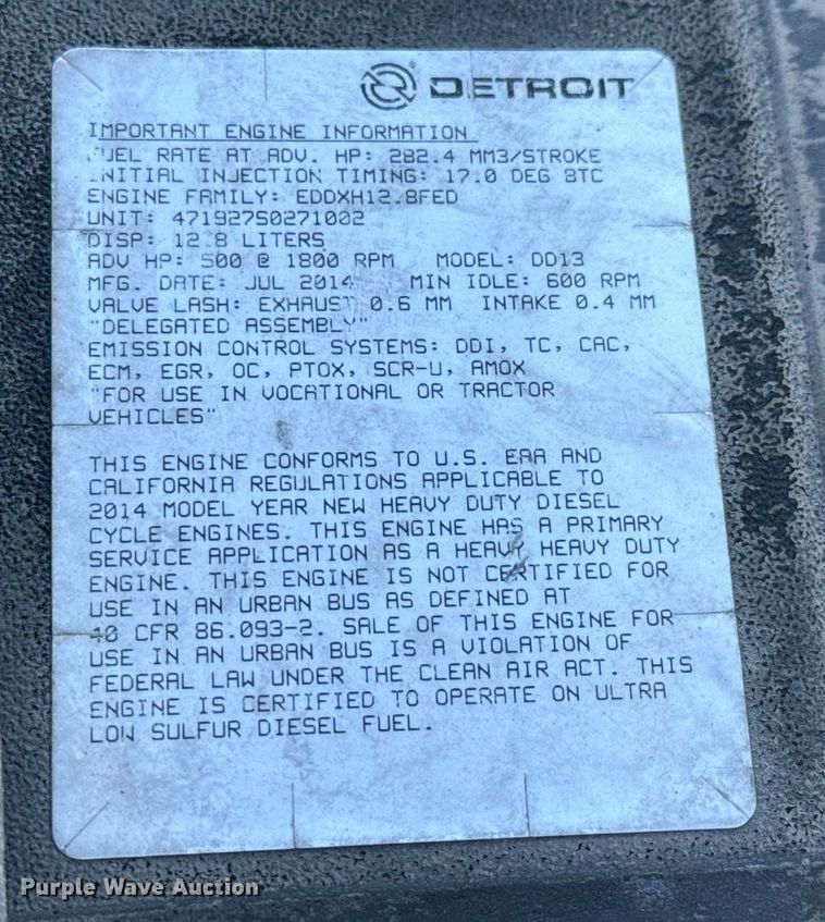 image for item GG9918 2015 Freightliner Cascadia  semi truck