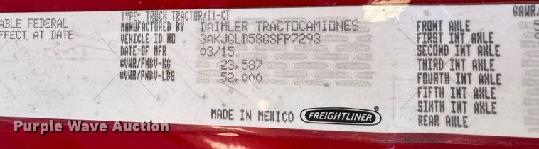 image for item GQ9223 2016 Freightliner Cascadia 125  semi truck