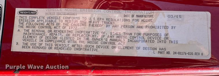 image for item GQ9223 2016 Freightliner Cascadia 125  semi truck