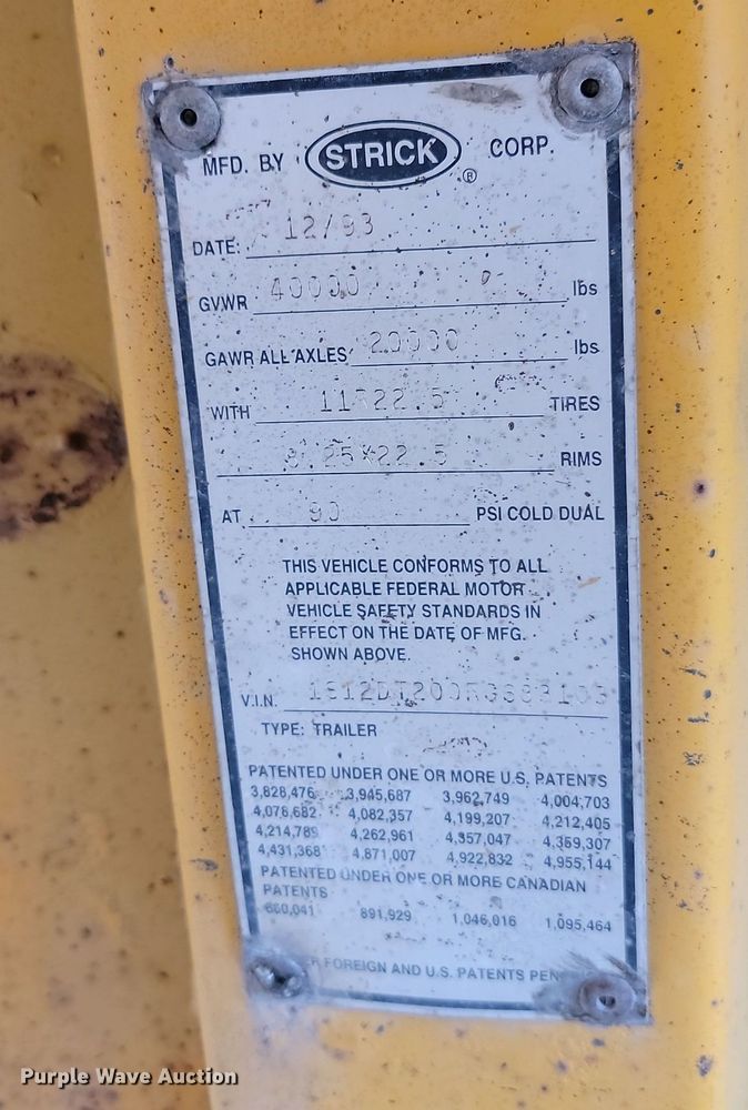 image for item KU9086 1994 Strick bottom dump pup trailer