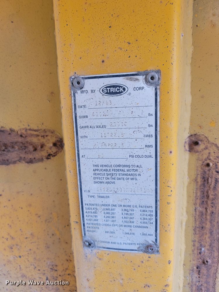 image for item KU9086 1994 Strick bottom dump pup trailer