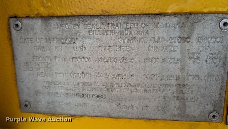 image for item MN9982 2005 Beall BAST-96-4-SB  tank trailer