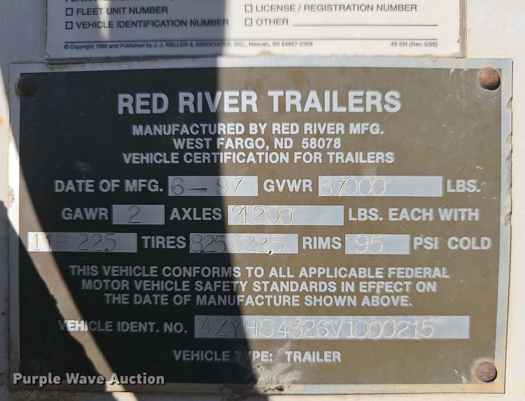 image for item NP9129 1997 Red River  live bottom trailer