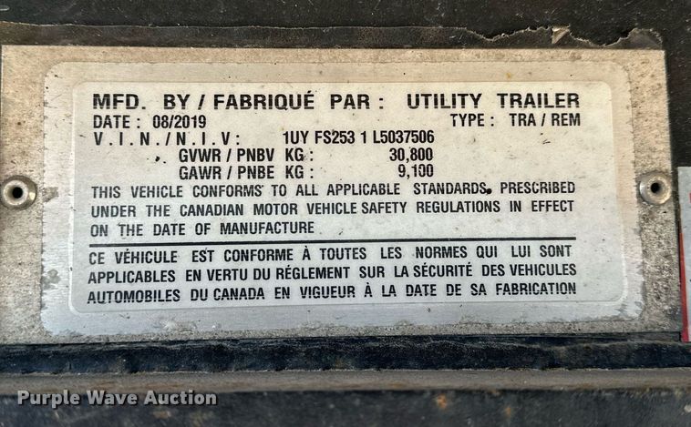 image for item NS9026 2020 Utility FS2CDHA side curtain trailer