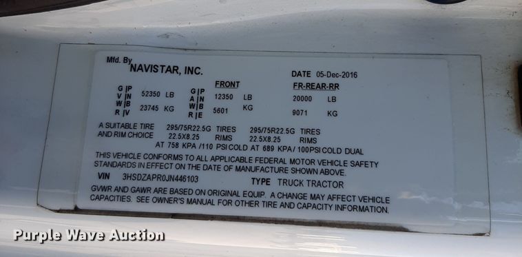 image for item OA9180 2018 International LT625  semi truck