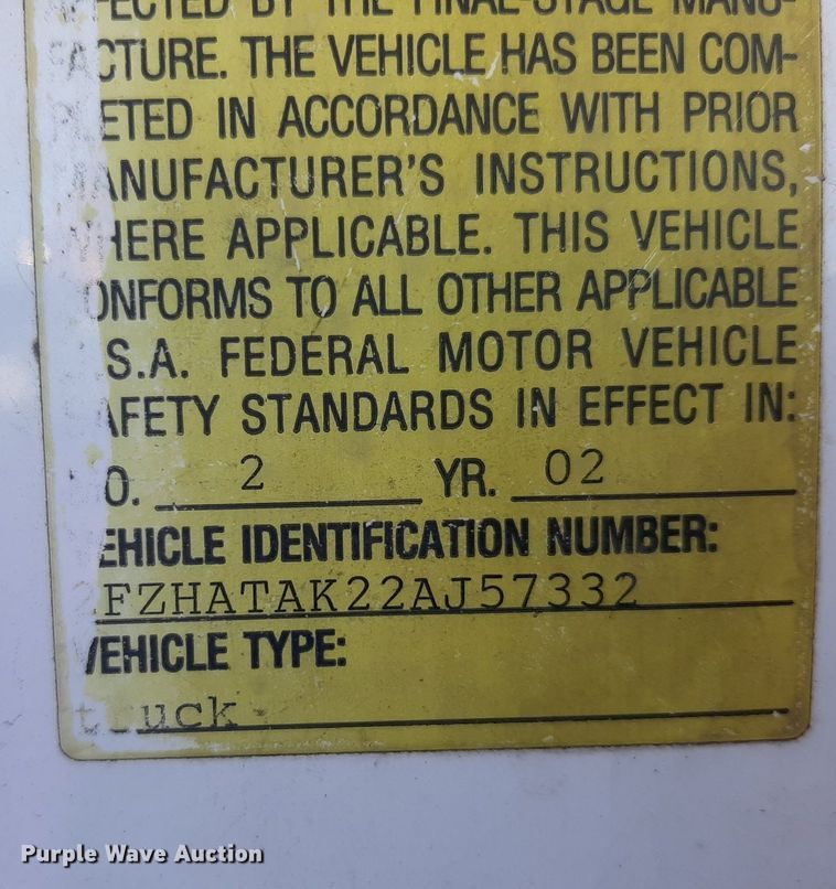 image for item OF9593 2002 Sterling LT7501  crane truck