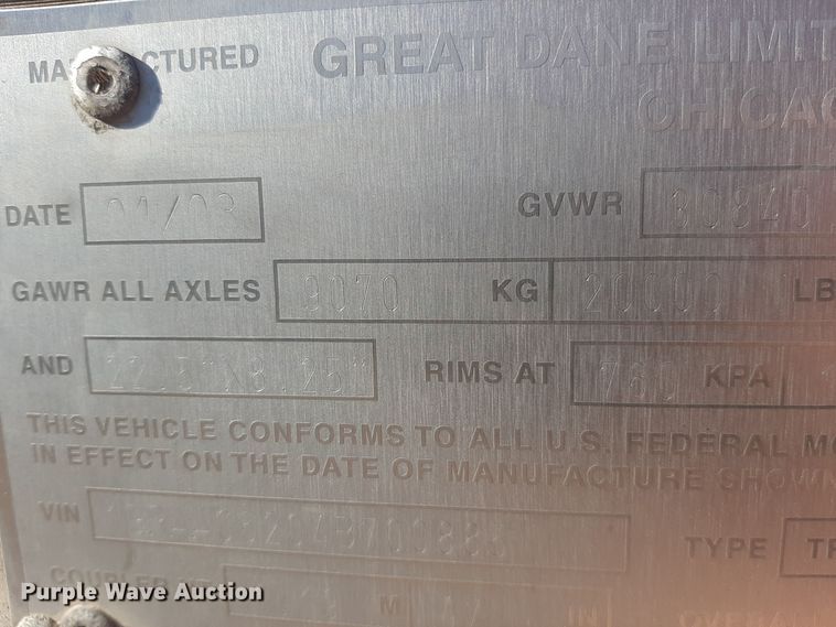 image for item OF9614 2004 Great Dane  dry van trailer