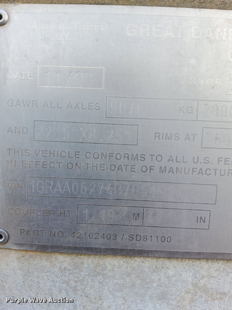 image for item OF9615 2004 Great Dane  dry van trailer