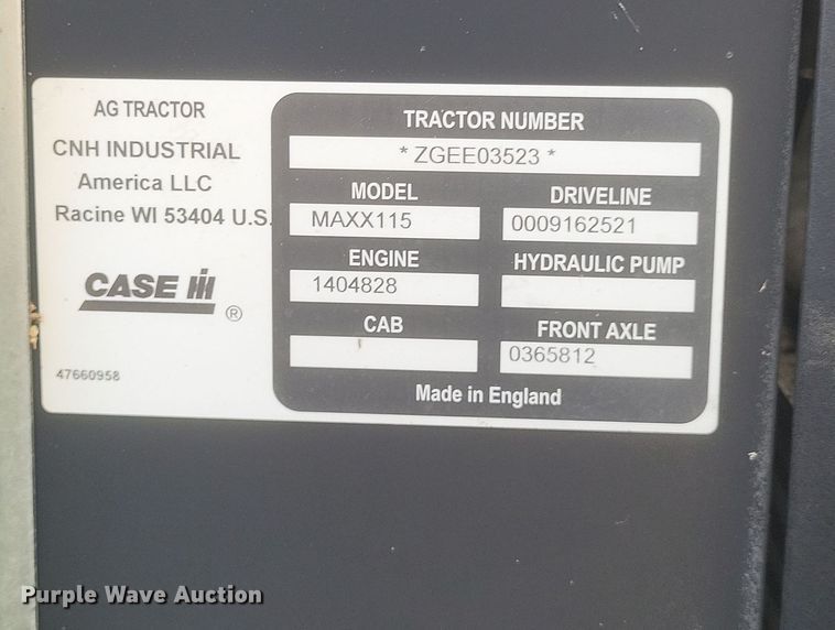 image for item DK1201 2016 Case IH Maxxum 115  MFWD tractor