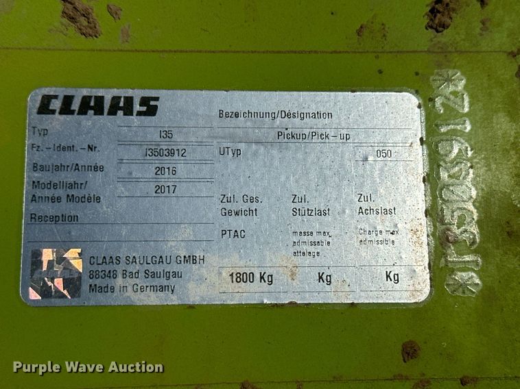 image for item DM2639 2017 Claas 380  pickup head