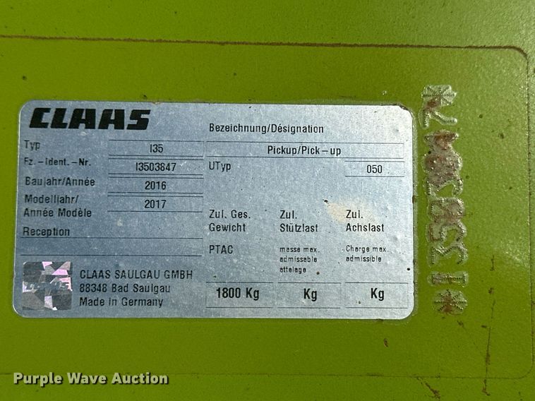 image for item DM2646 2017 Claas 380  pickup head