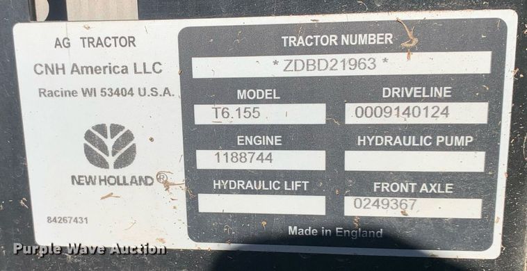 image for item DP8771 2013 New Holland T6.155  MFWD tractor