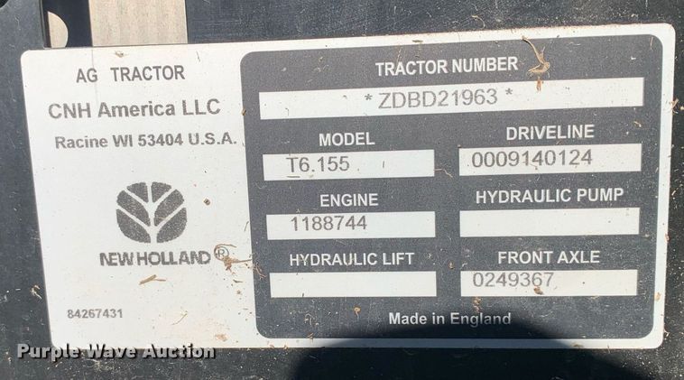 image for item DP8771 2013 New Holland T6.155  MFWD tractor