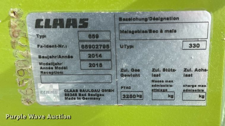 image for item DQ1547 2015 Claas 659  rotary forage head