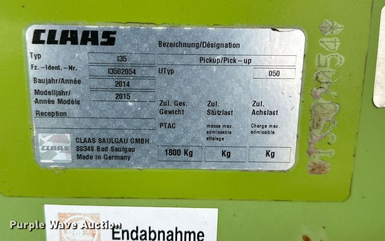 image for item DQ1548 2015 Claas 380 I35  pickup head