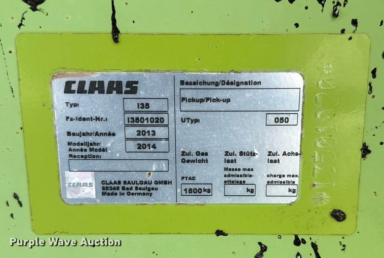 image for item DQ1550 2014 Claas 380 I35  pickup head