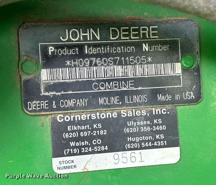 image for item DQ1567 2005 John Deere 9760 STS combine