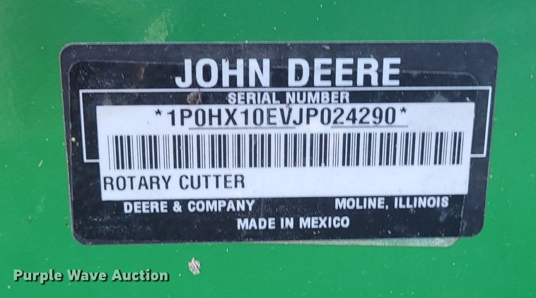 image for item EB9816 John Deere HX10  rotary mower